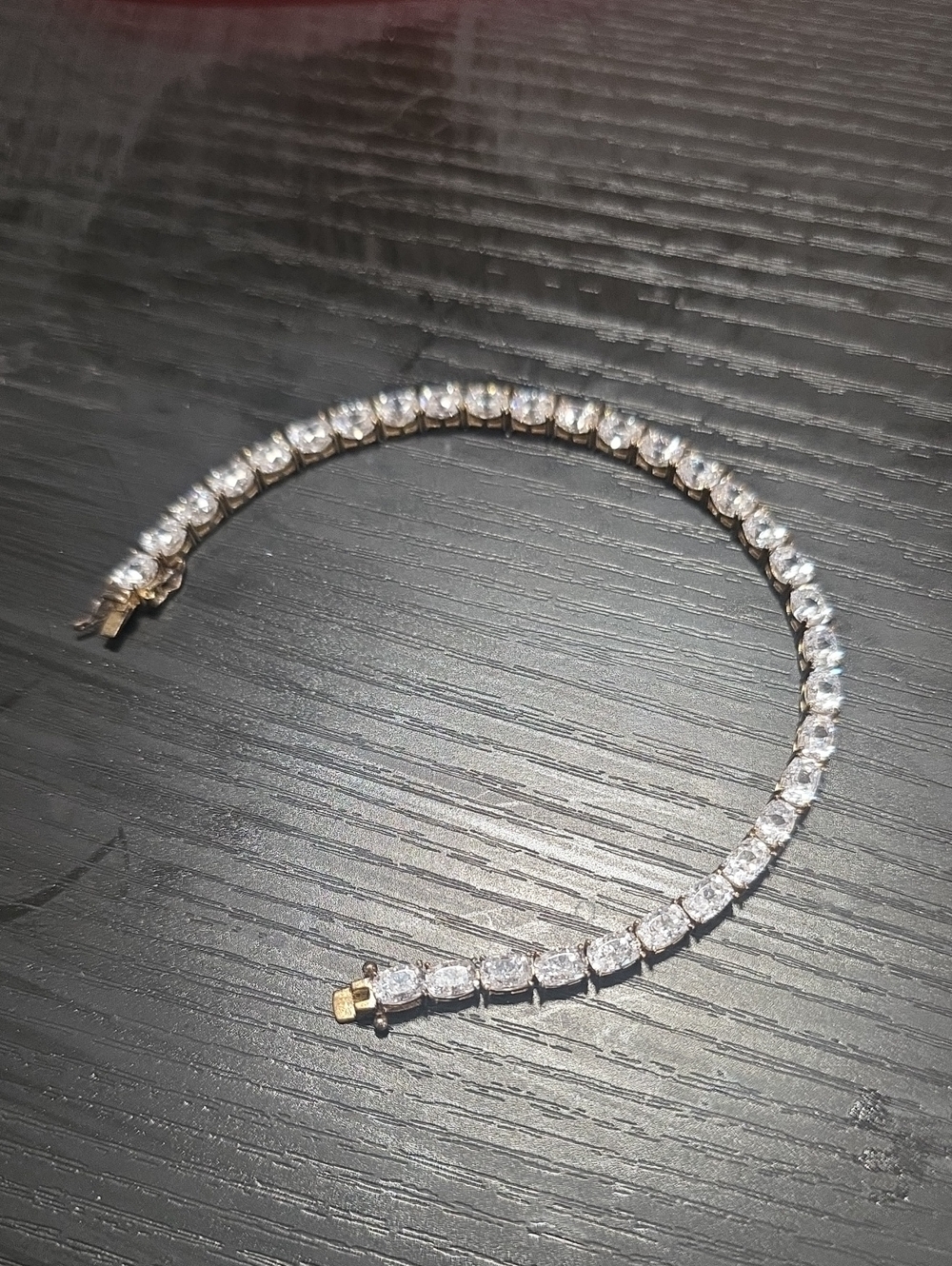 925 Gold Plated Classic Crystal Tennis Bracelet - Clear Zirconia Stones